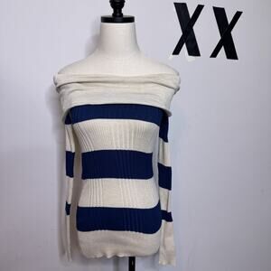 Vintage Y2K Striped Off the Shoulder Ribbed Top Grunge Indie Fitted Clean Girl S